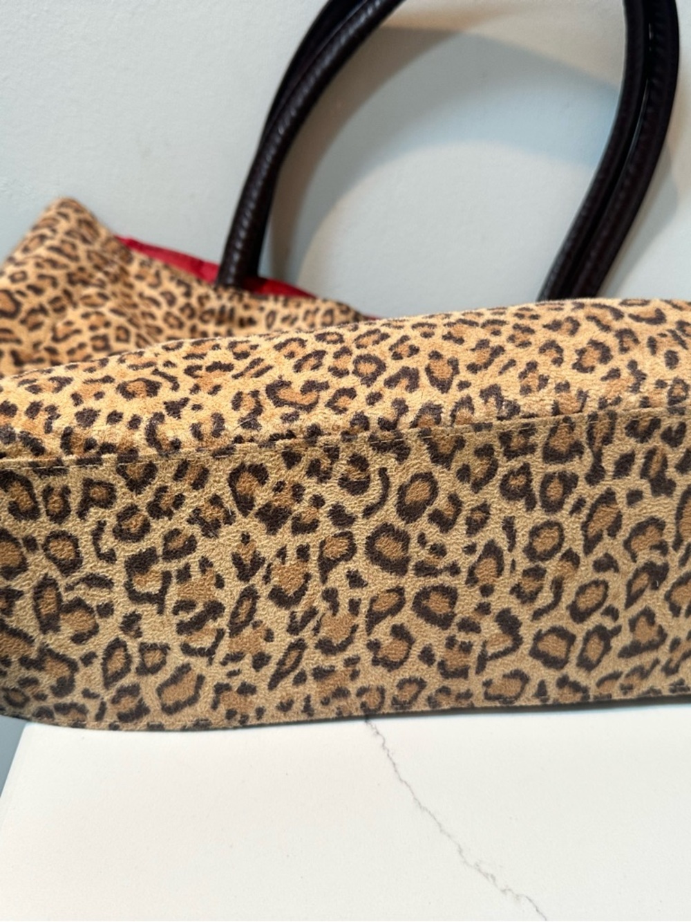Neiman Marcus Leopard Print Tote Bag with Dark Brown Handles and leather tag - Picture 8 of 11